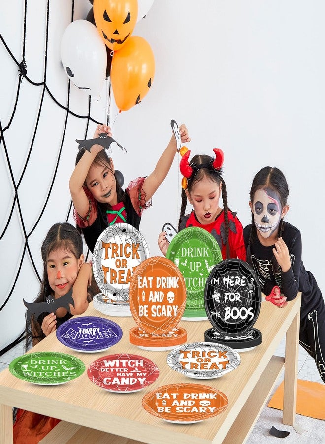 Wiooffen 80Pcs Halloween Party Plates Supplies 7" Halloween Spider Web Tableware Set Spooky Witch Theme Disposable Dessert Plates Decoration Favors for Spider Web Party Table Decor Supplies - Image 5
